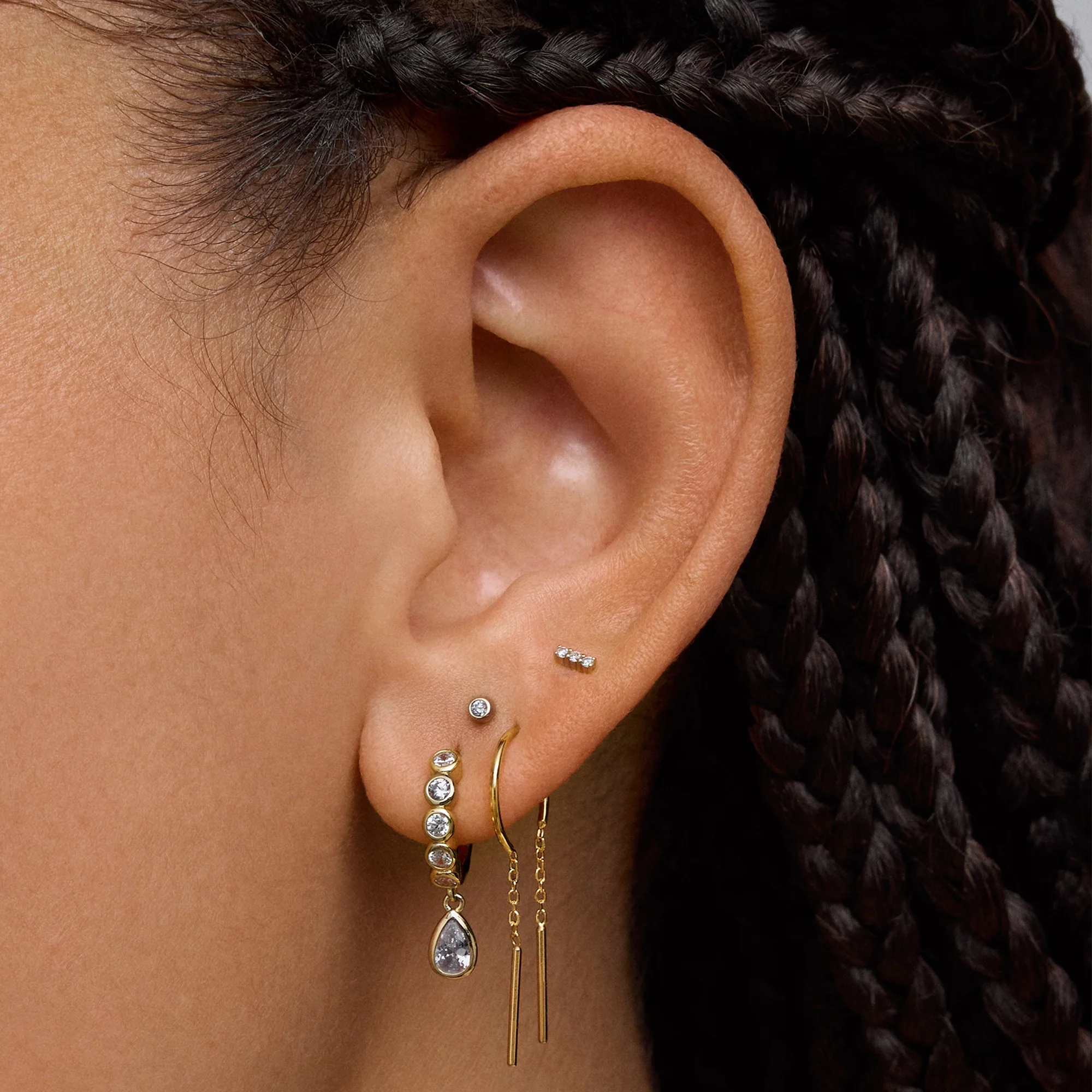 14k Bezel Lab Grown Diamond Flat Back Stud - 1.5mm - Image 2