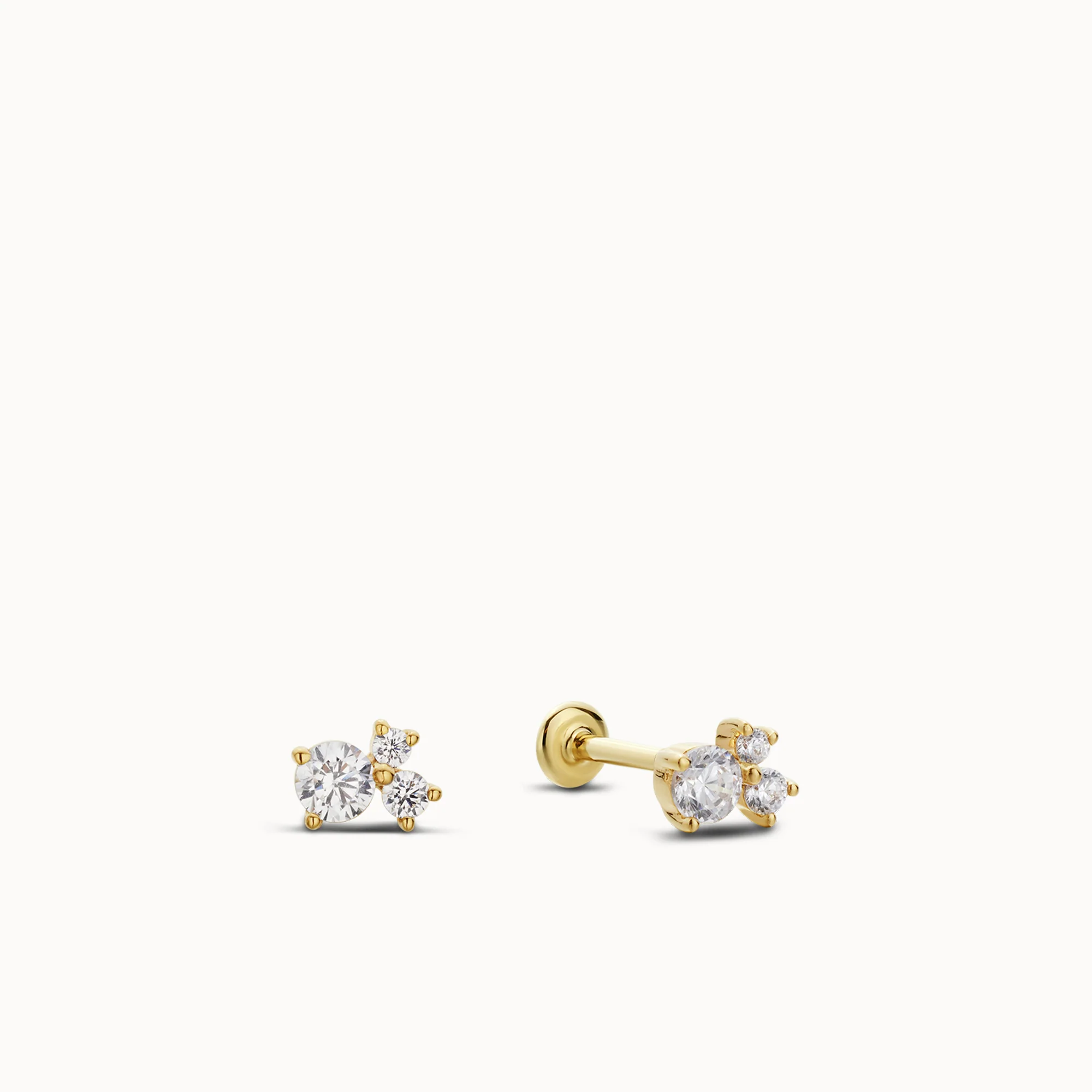 14k Diamond Cluster Flat Back Stud - Image 2
