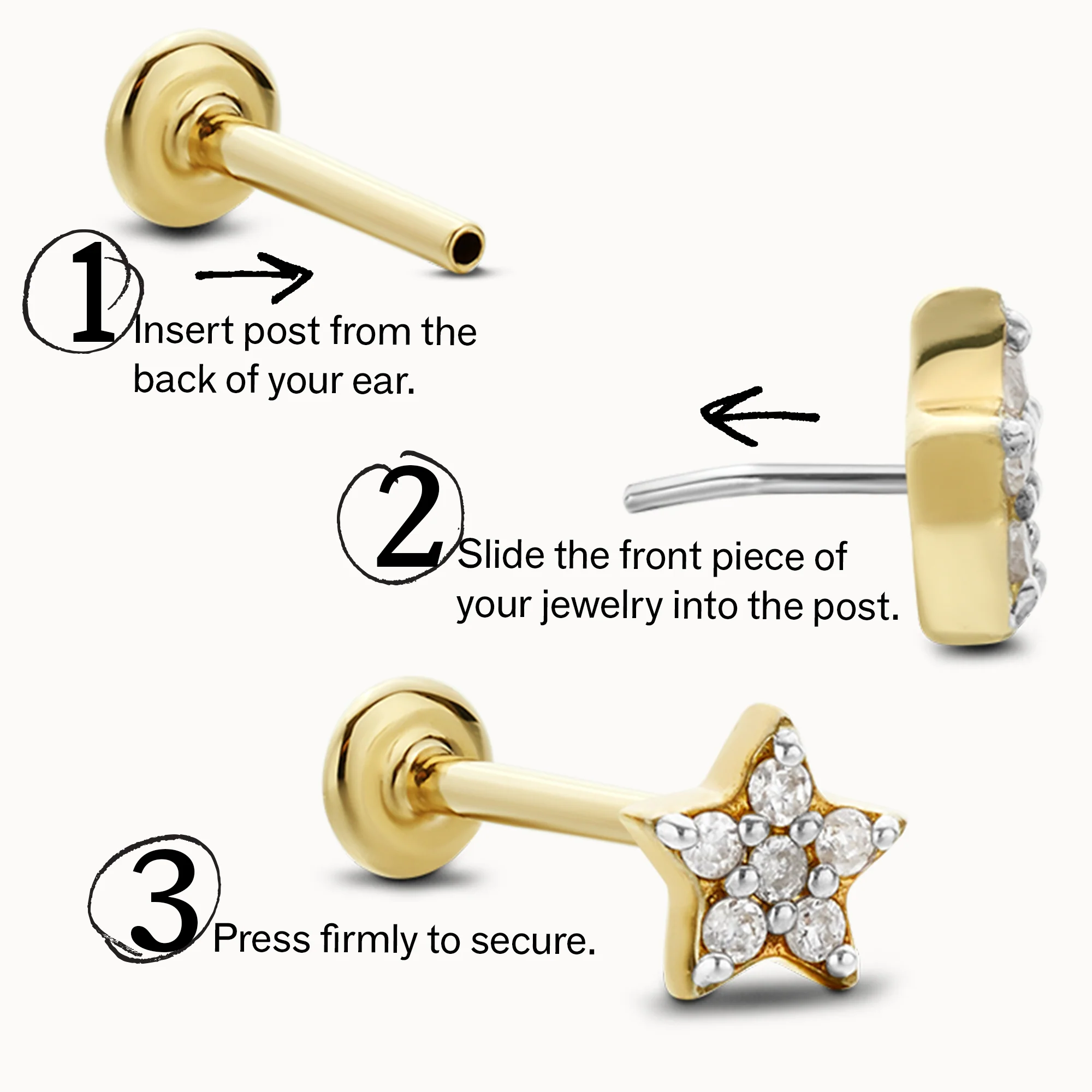 14k Diamond Cluster Flat Back Stud - Image 4