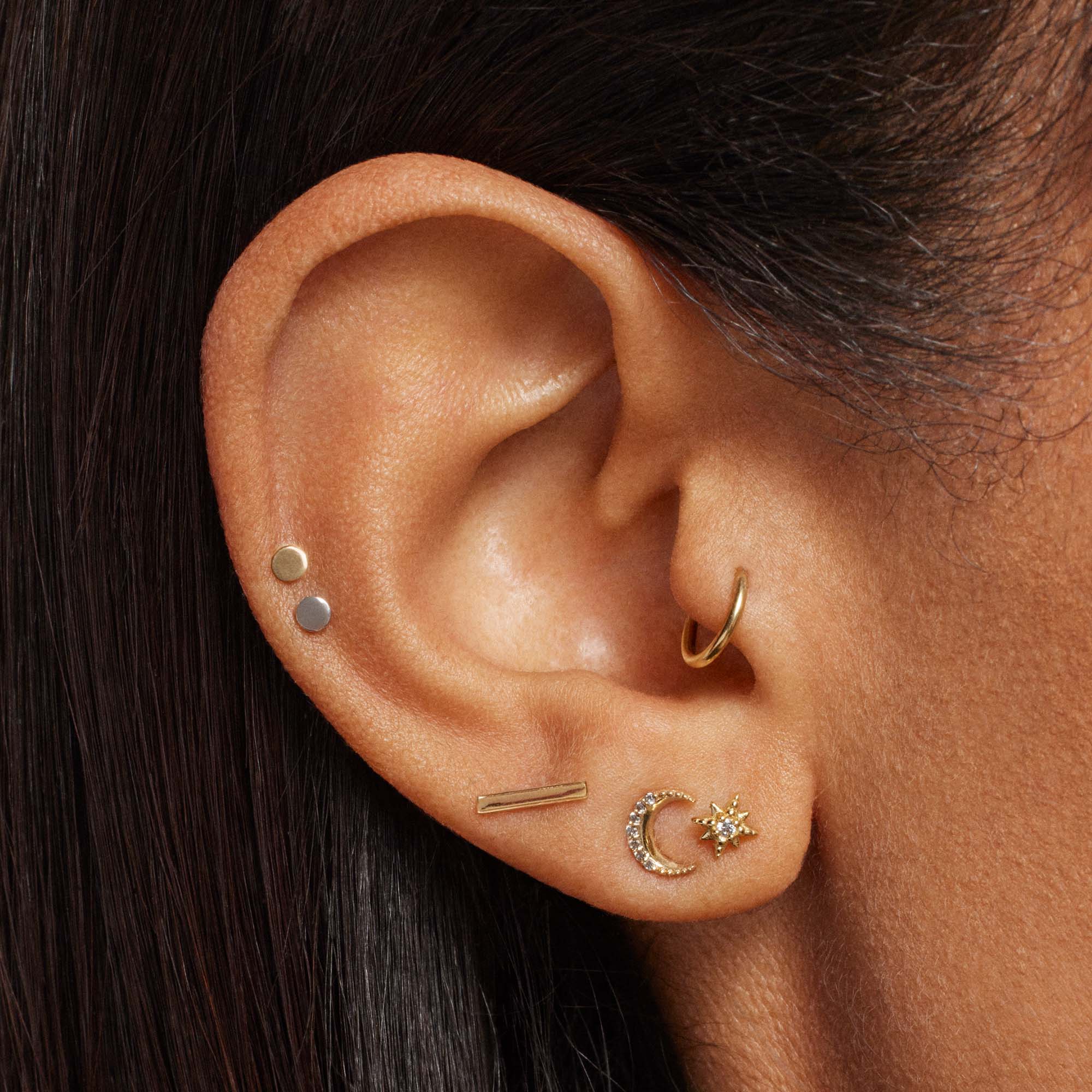 14k Diamond Crescent Flat Back Stud - Image 3