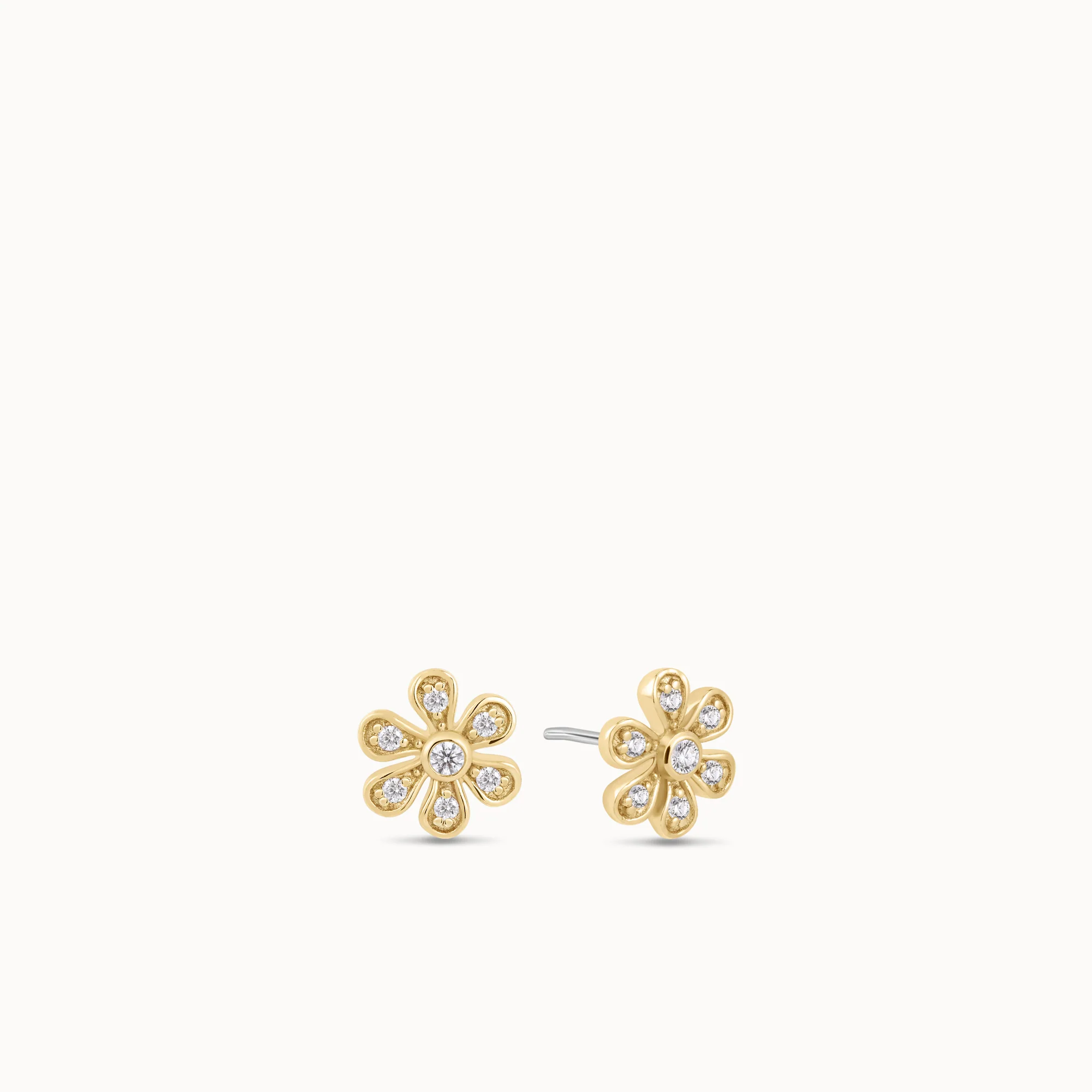 14k Diamond Flower Flat Back Stud - Image 2