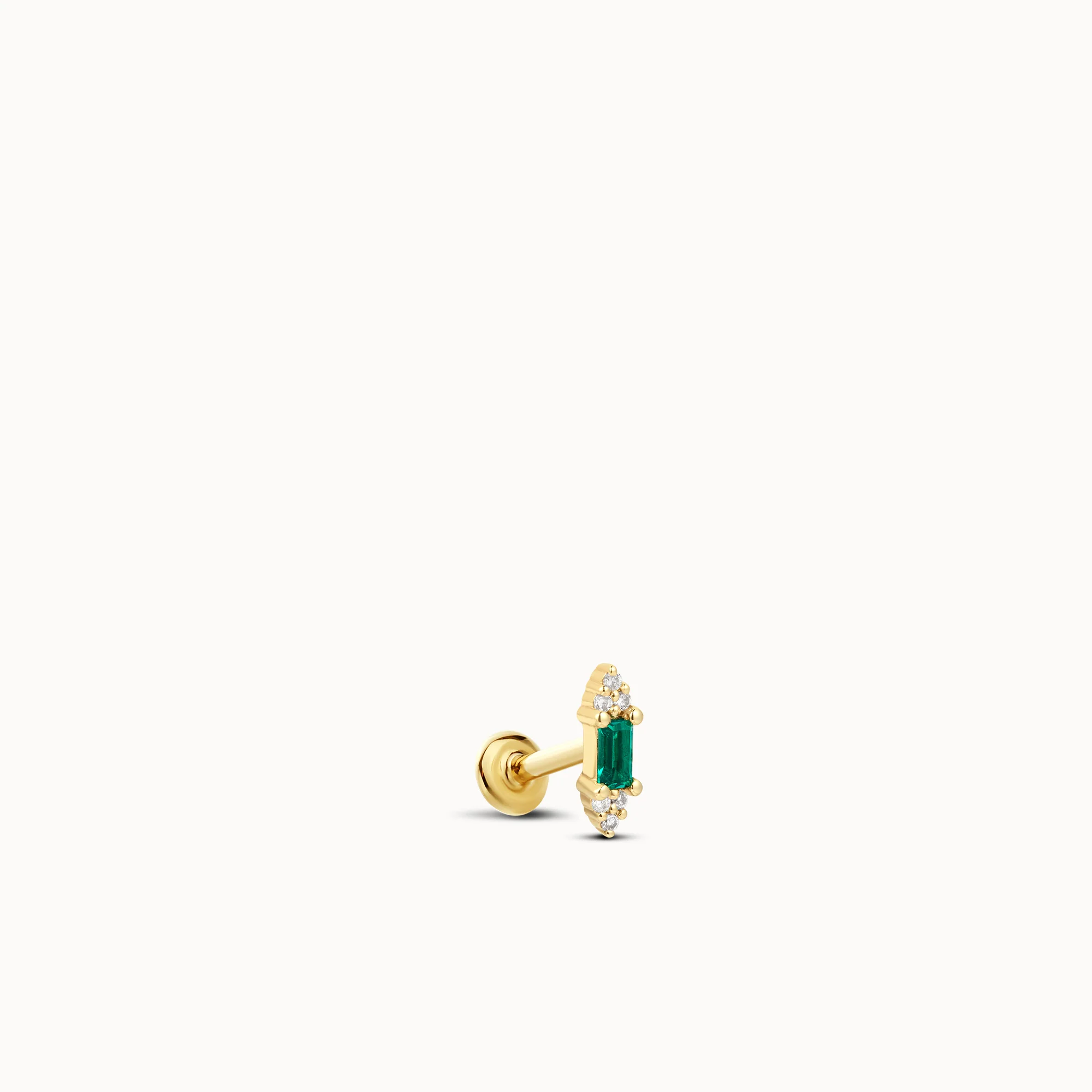 14k Emerald and Lab Grown Diamond Flat Back Stud - Image 4