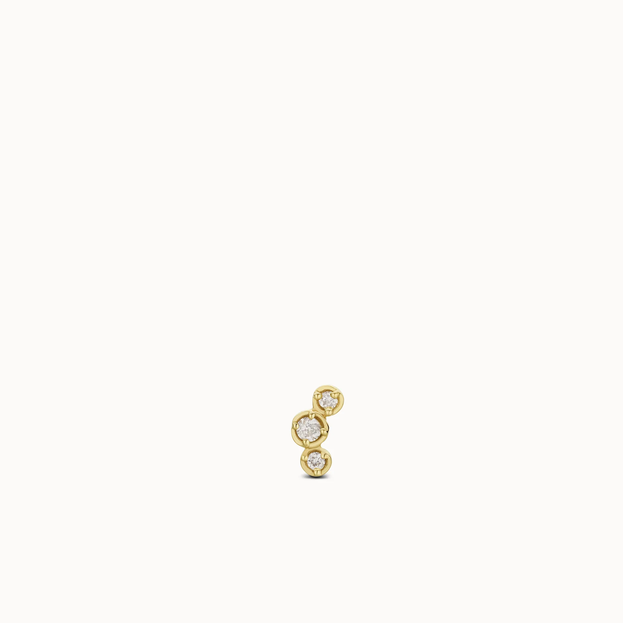 14k Flat Back Triple Diamond Stud - Image 3