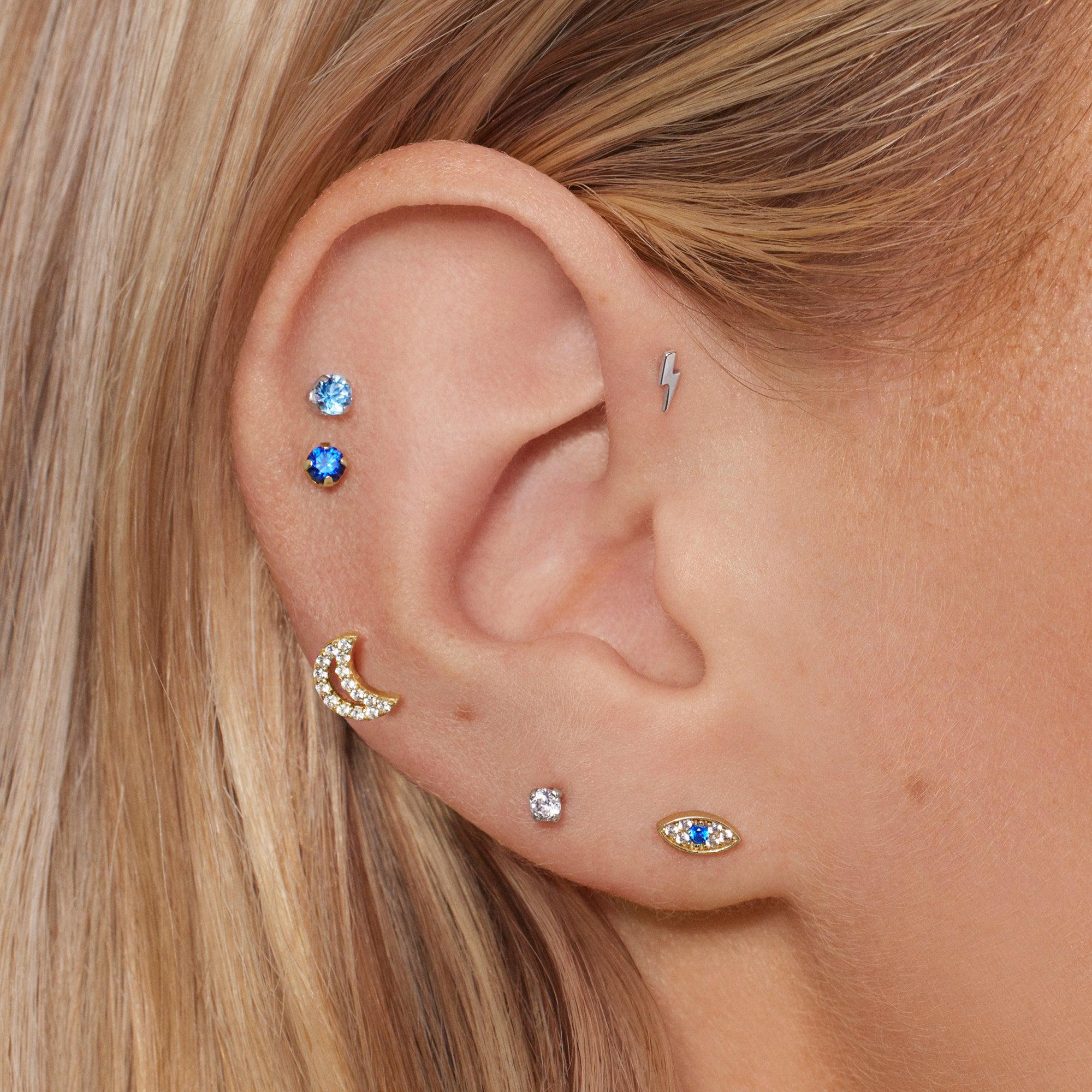 14k Gold Evil Eye Flat Back Stud - Image 2