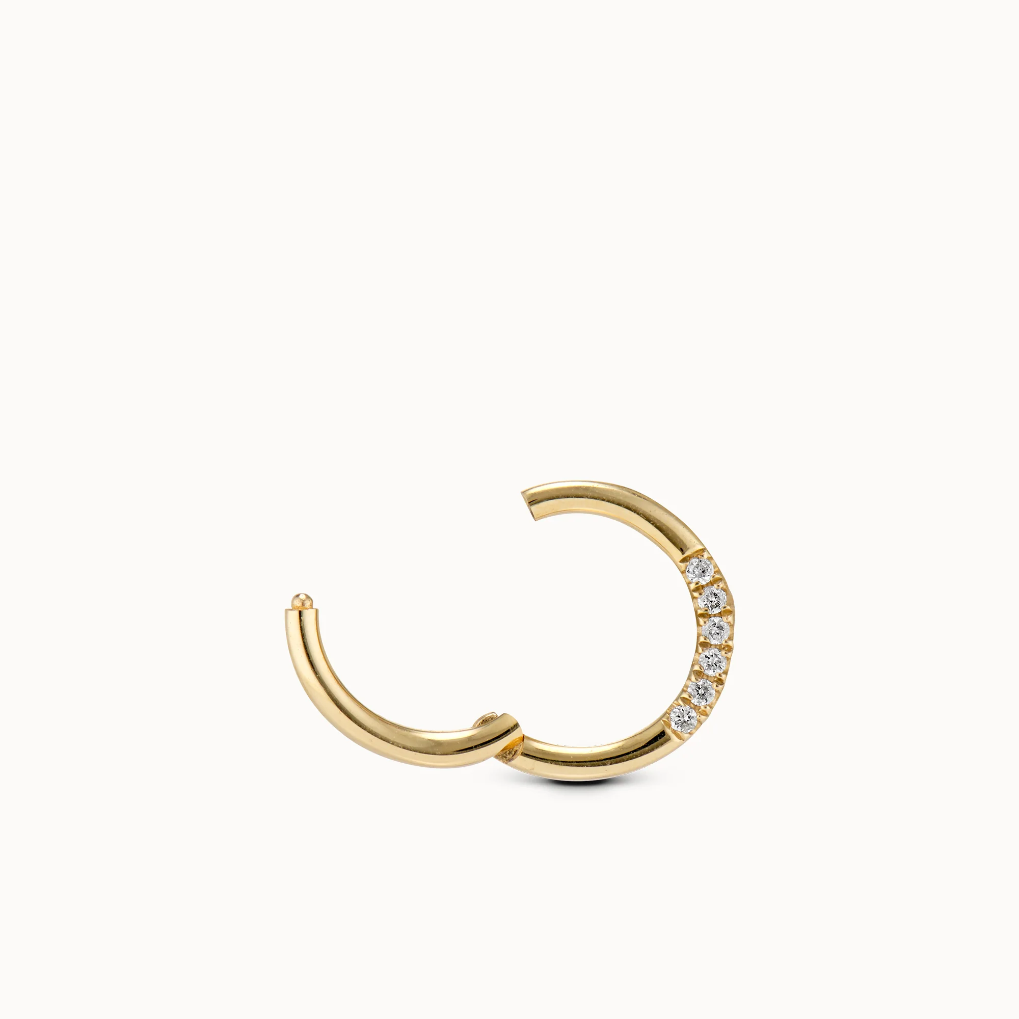 14k Half Diamond Clicker Hoop - Image 5
