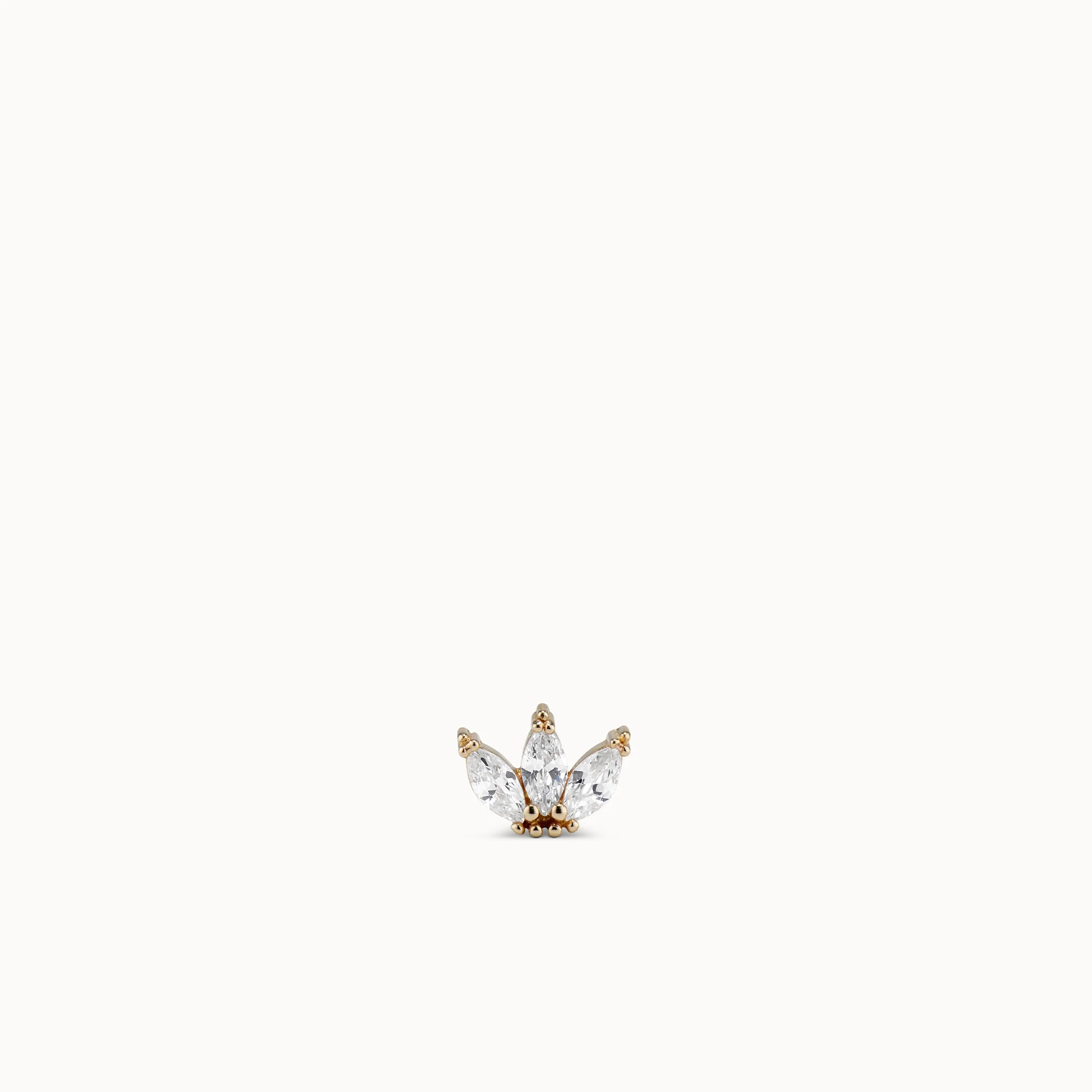14k Gold Tri-Bead CZ Cluster Flat Back Stud