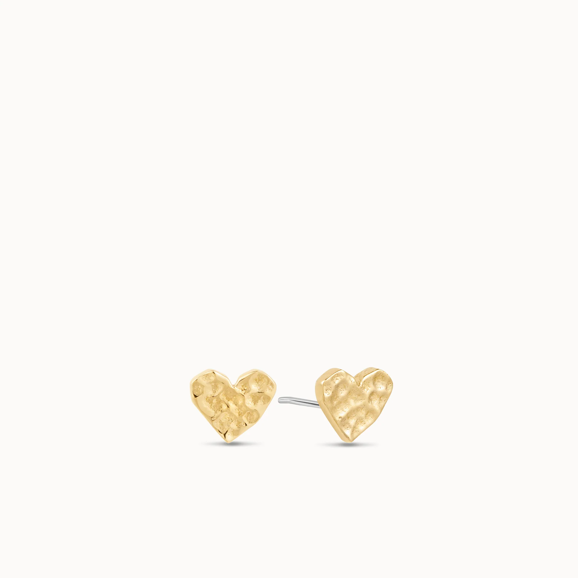 14k Hammered Heart Flat Back Stud - Image 2