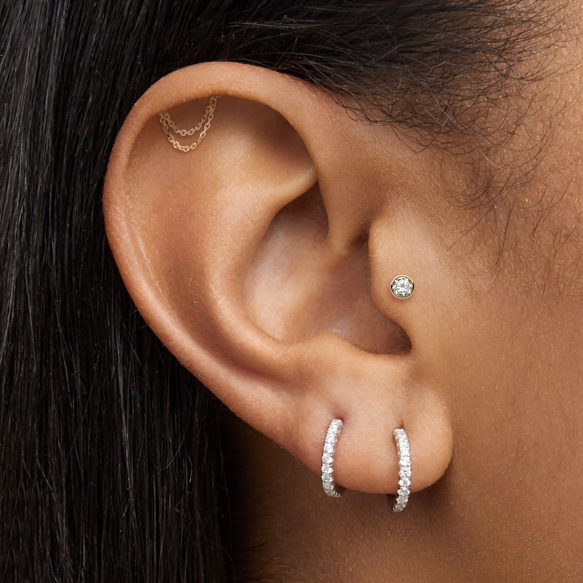 14k Hidden Helix Flat Back Stud - Image 2