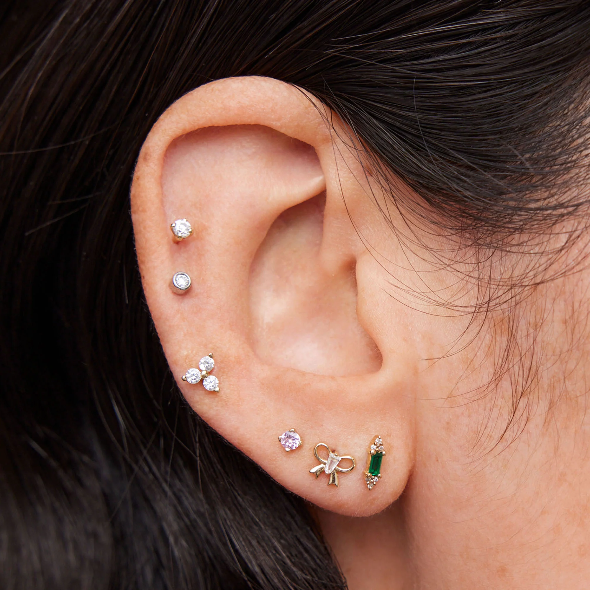 14k Rose CZ Flat Back Stud - 2.5mm - Image 2