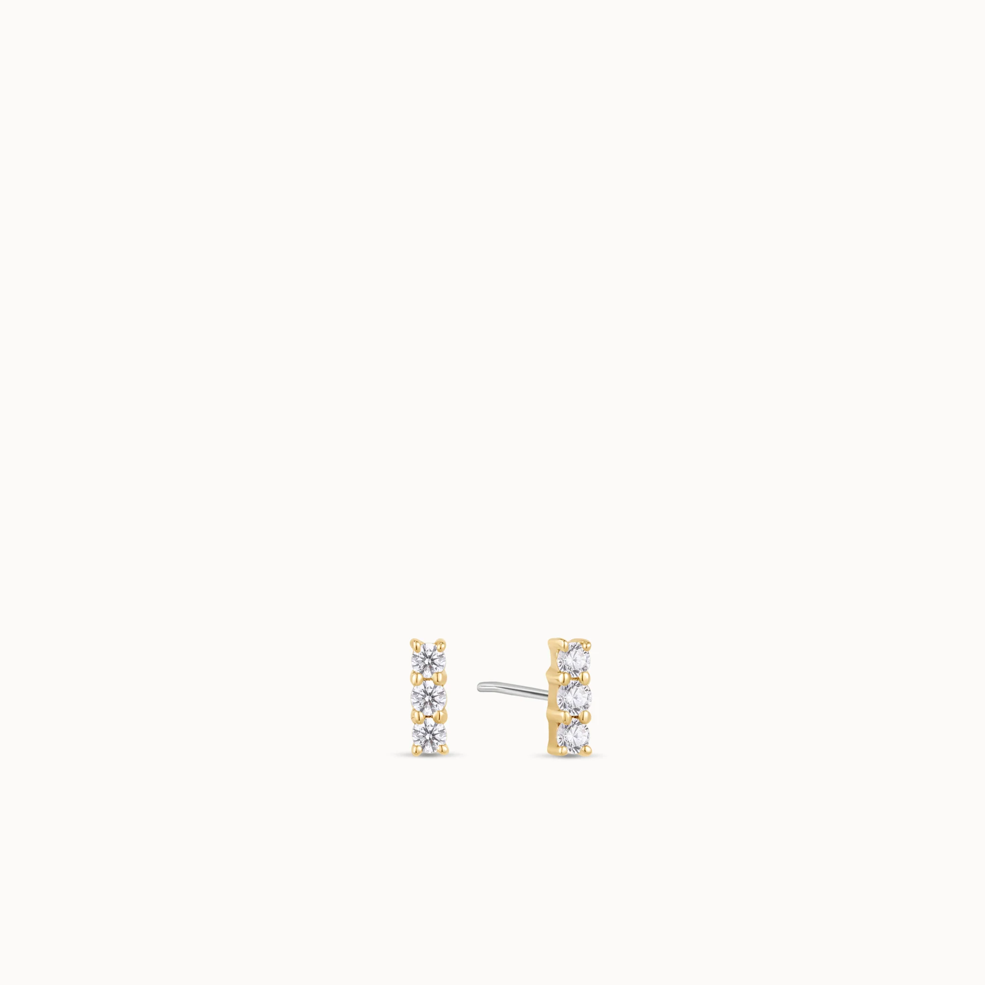 14k Tiny Diamond Bar Flat Back Stud - Image 2