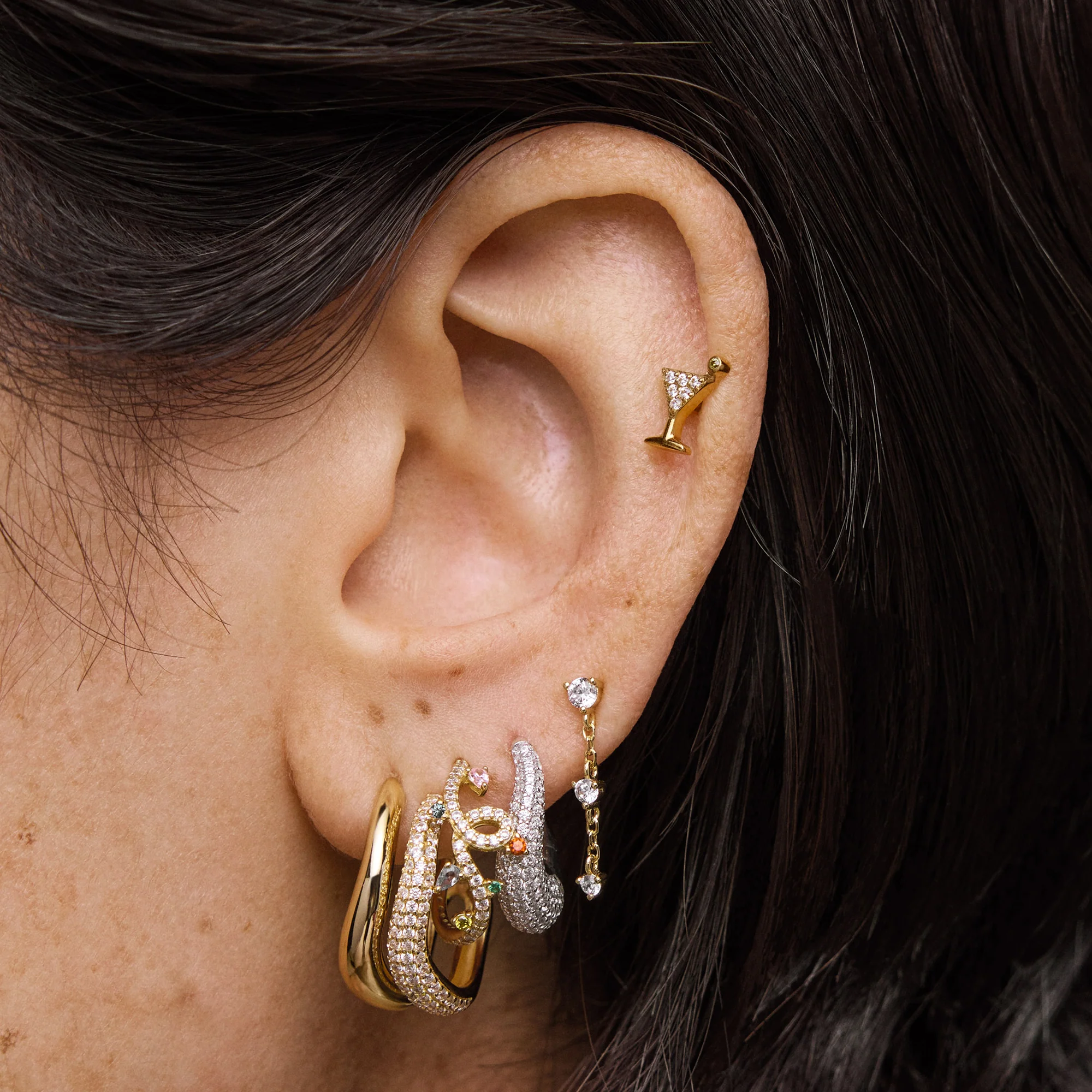 24k Titanium Martini Glass Flat Back Stud - Image 2