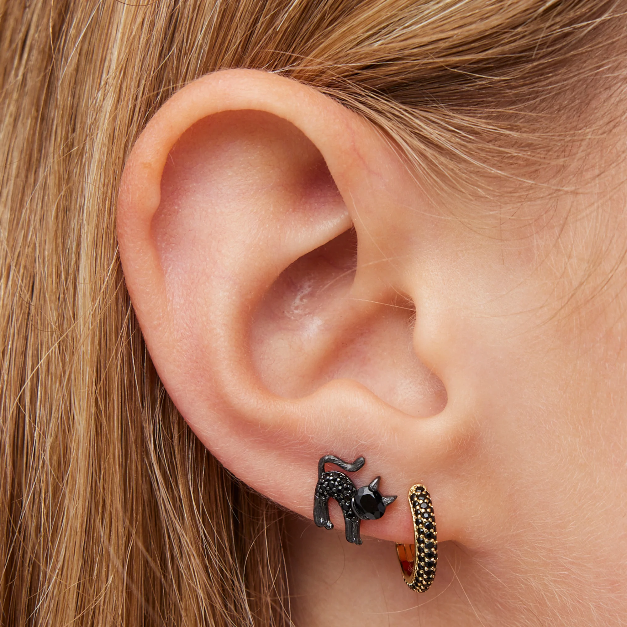 Black Pave CZ Huggies - Image 2