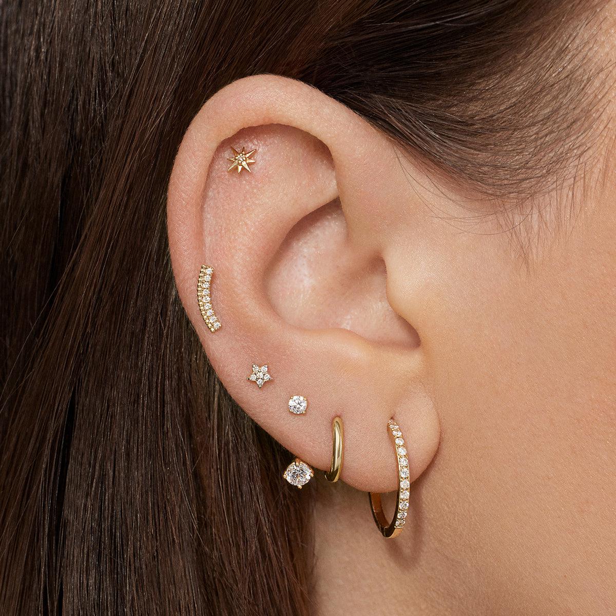 14k CZ C Hoops - Image 3