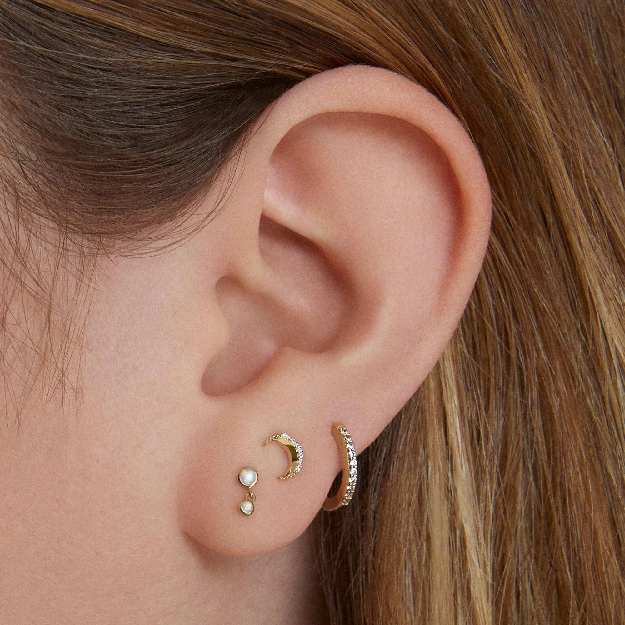 14k Half Diamond Hoop 11mm - Image 5