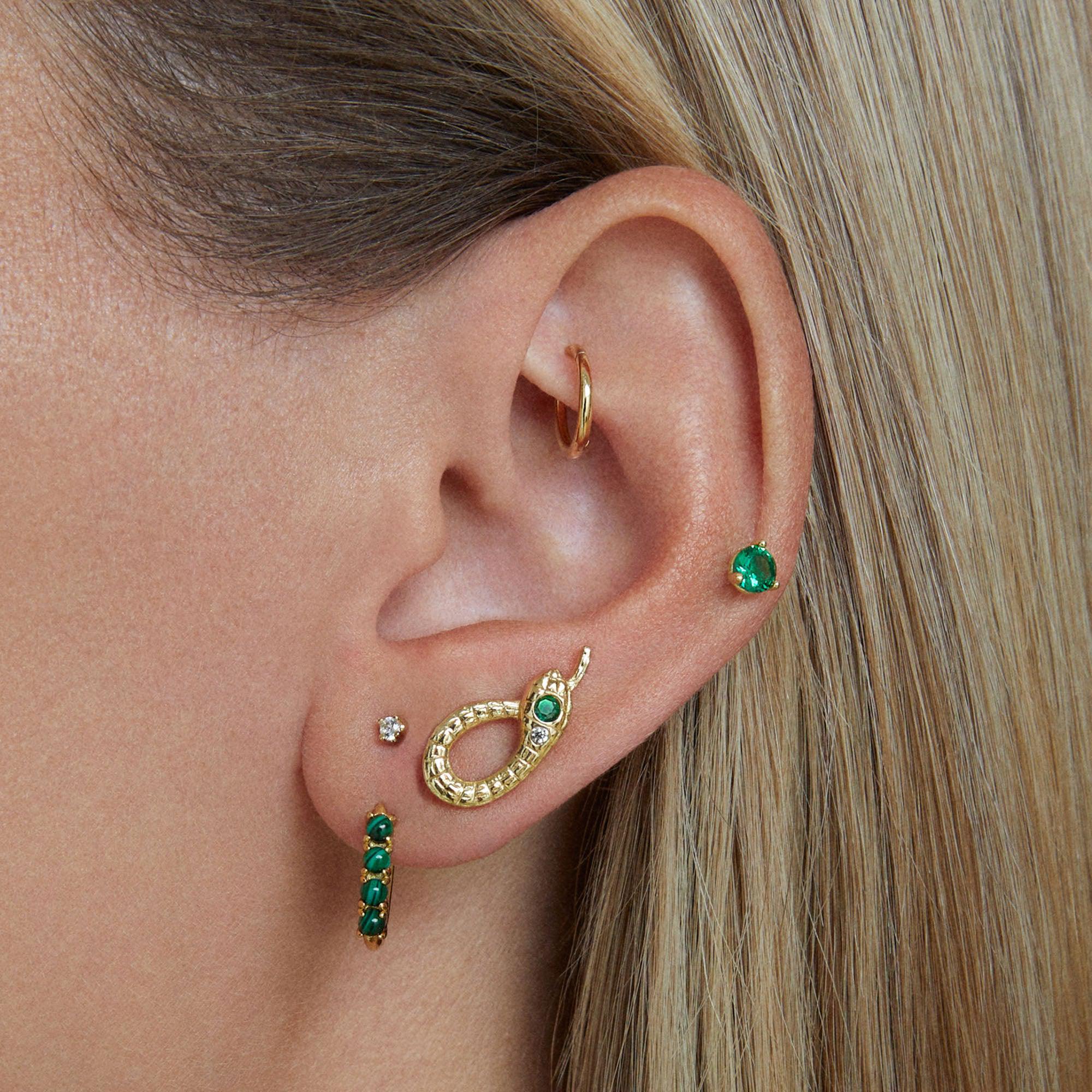 Malachite Studded Huggie - Image 3