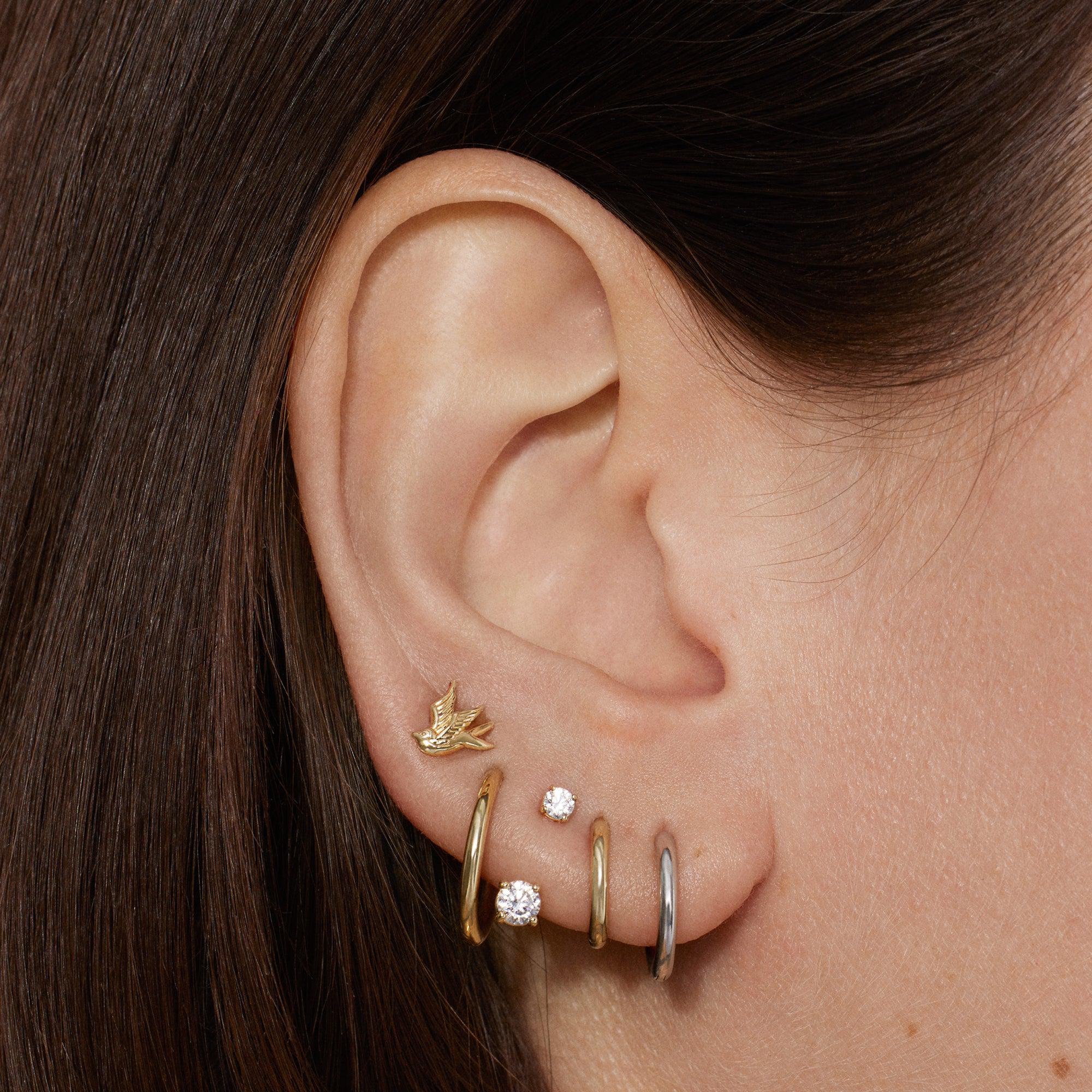 14k Plain Round Hoop 12mm - Image 5