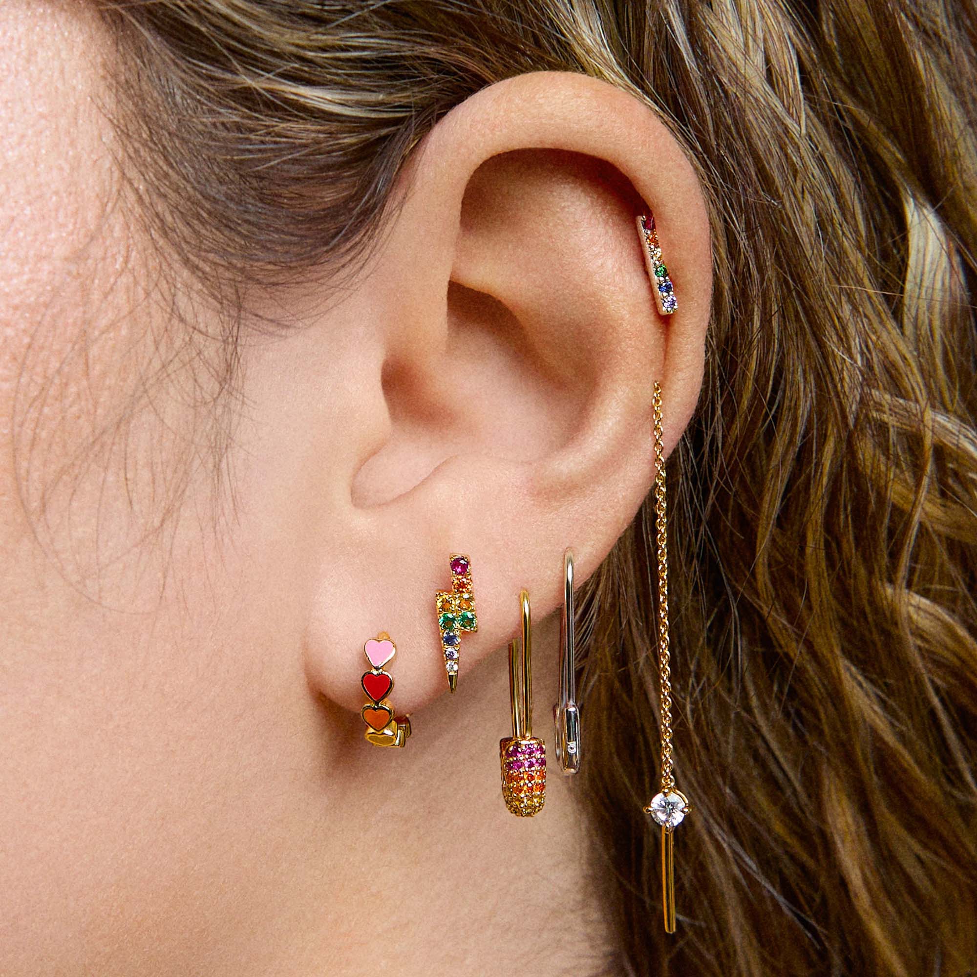 Rainbow Enamel Heart Hoops - Image 3